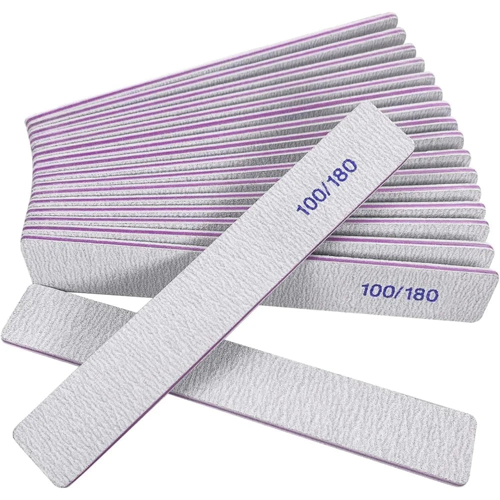 Set of sanding belts with '100/180' notation on a white background