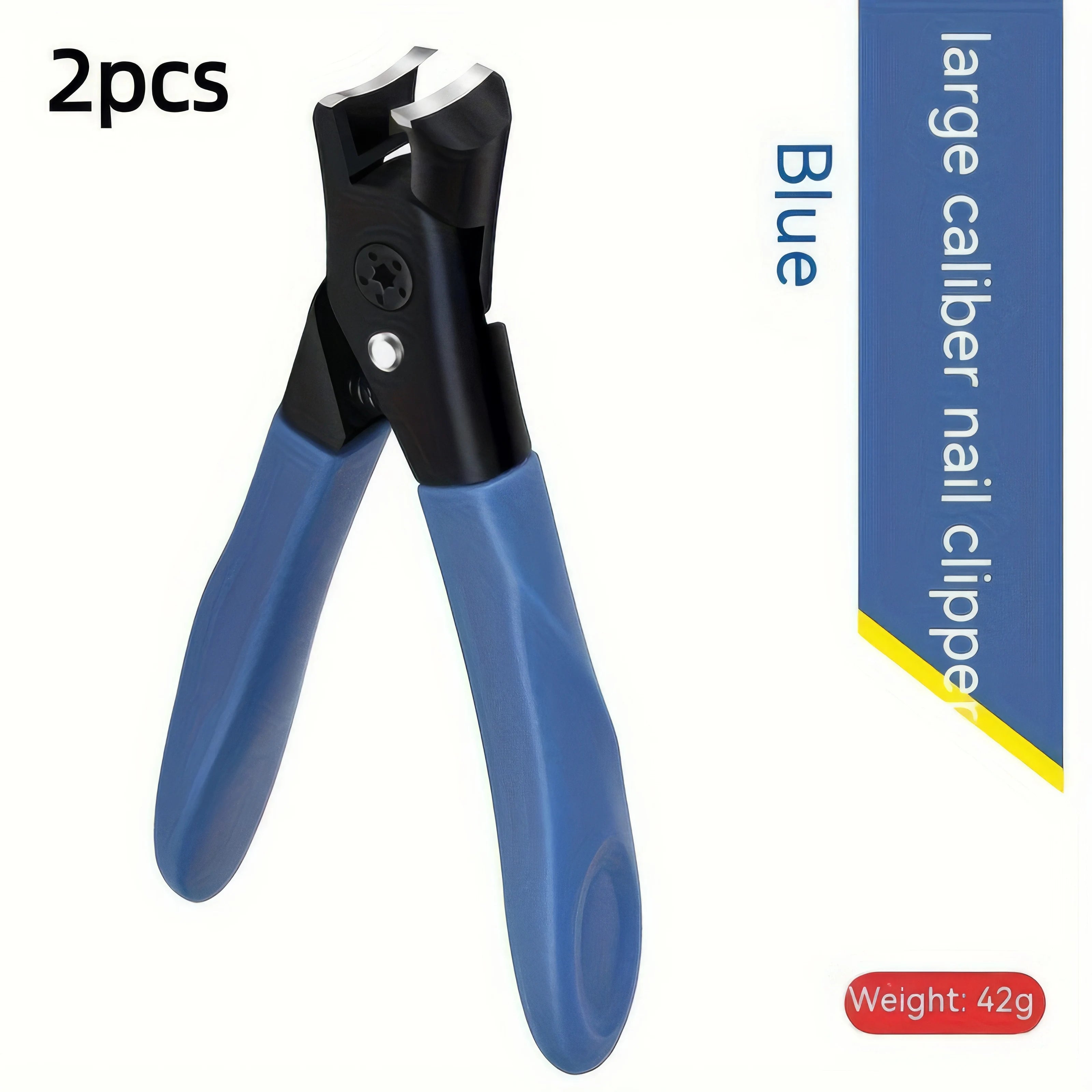 2-piece blue large caliber nail clipper with black accents on a white background