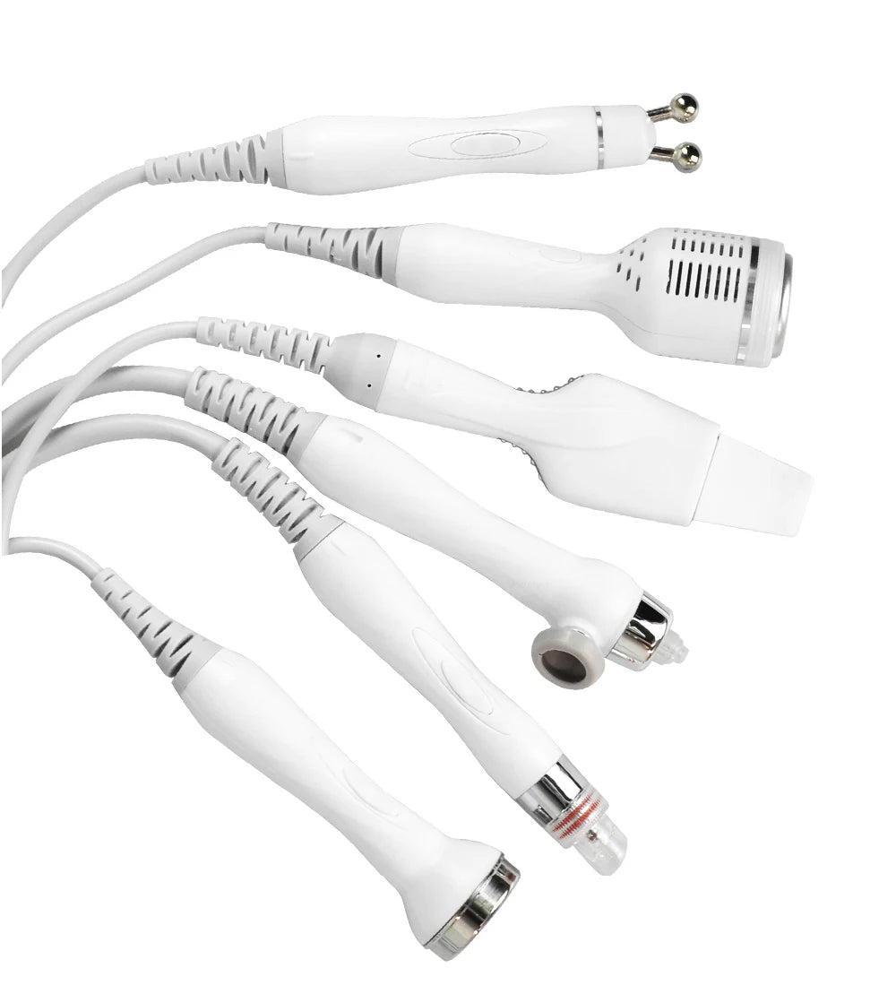 Set of white electronic attachments on a white background