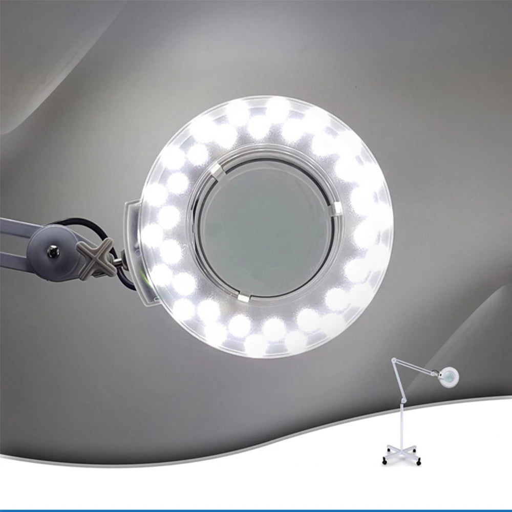 Ring light with mirror on a gray background