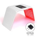 White LED light device with red and pink lights on a white background, featuring a US plug adapter.