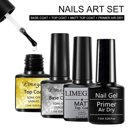 Set of Limegenre nail gel polish bottles with labels on a white background