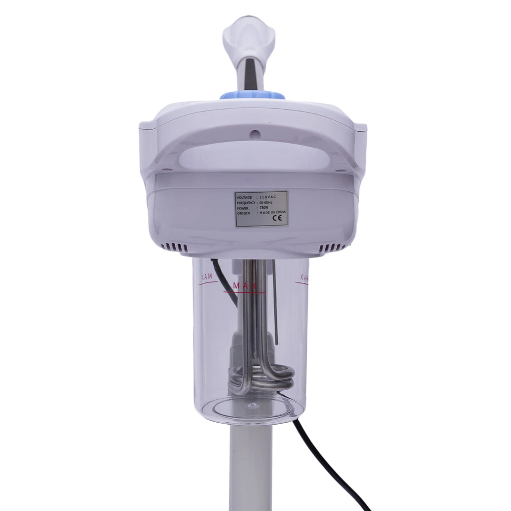 Electronic device with a clear cylindrical container on a white background