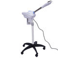 White and black standing steam cleaner on a white background