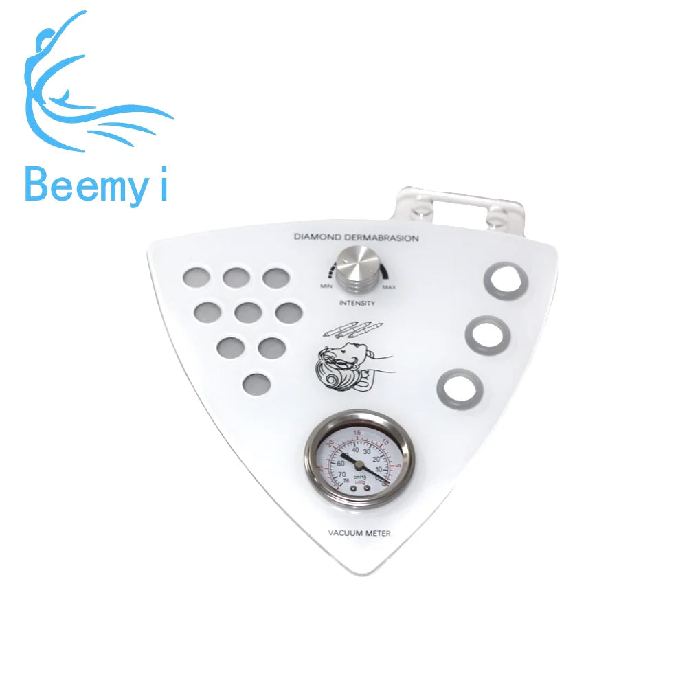 Diamond dermabrasion device with vacuum meter on a white background, featuring the Beemy i brand.