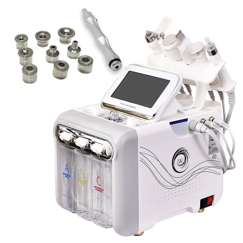 Beauty device with attachments on a white background
