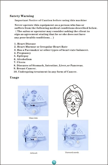 Safety warning and usage instructions for a machine with images of the device.