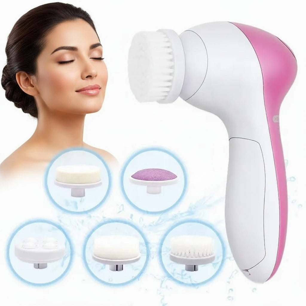 Beauty device with pink and white design on a white background