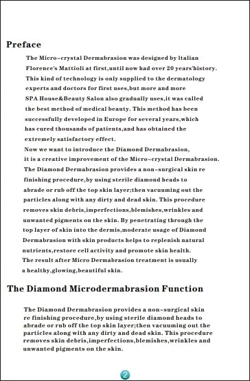 Text document about Diamond Microdermabrasion technology with a white background