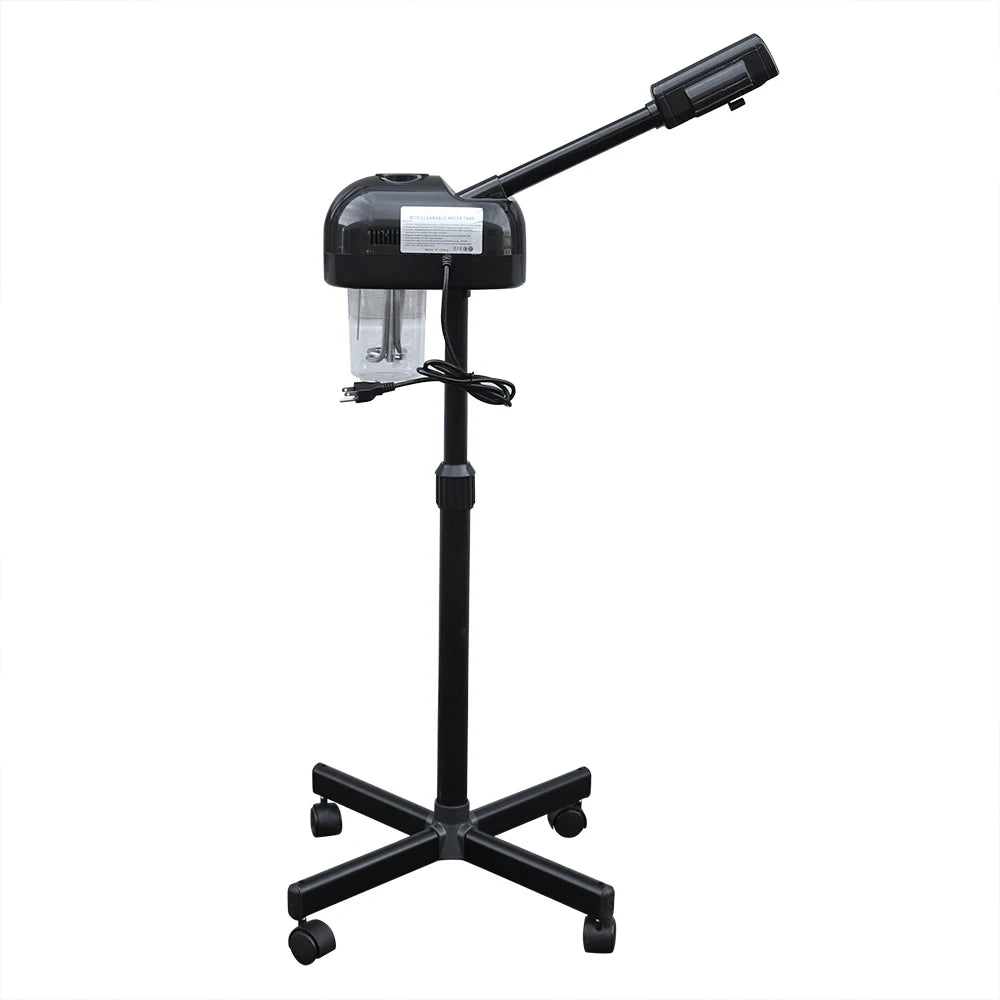 Black stand with a lamp on a white background